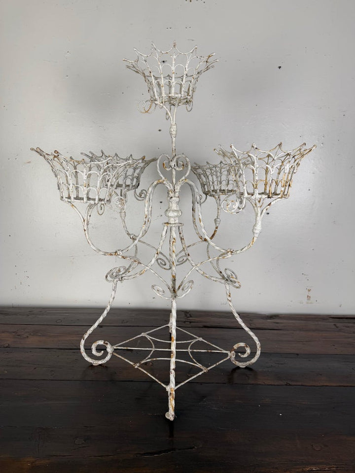 French White Painted (5) Pot Metal Planter C 1930