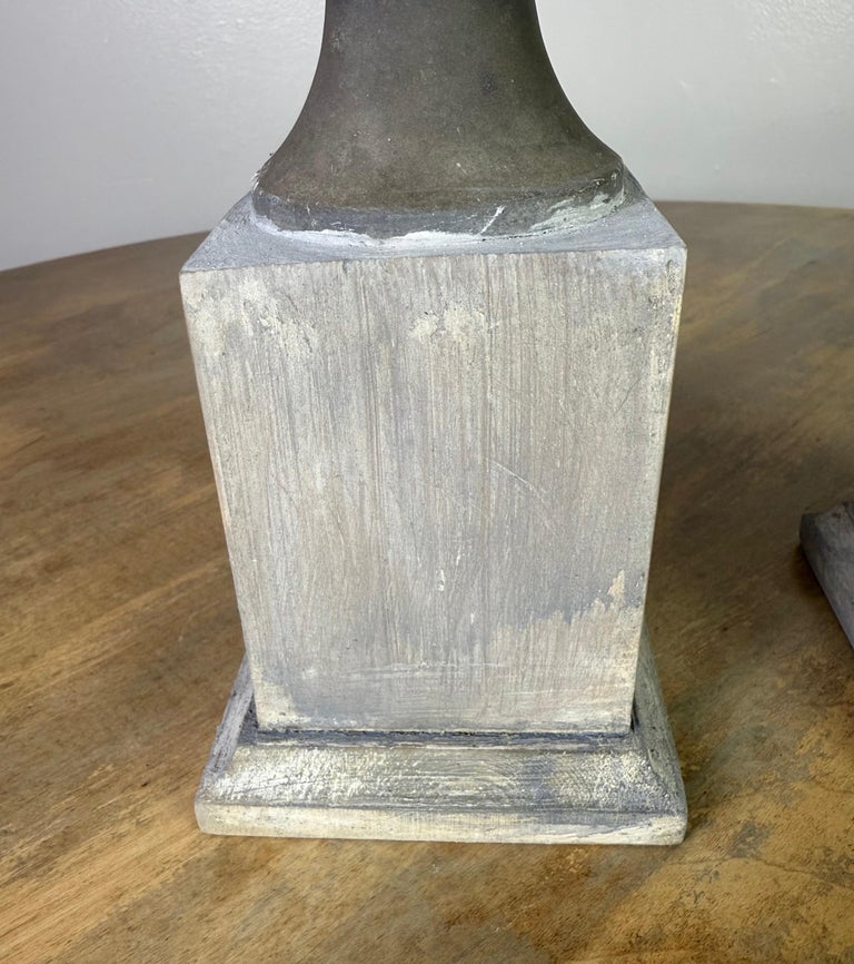 Pair of 19th C. Zinc Flames on Wood Bases