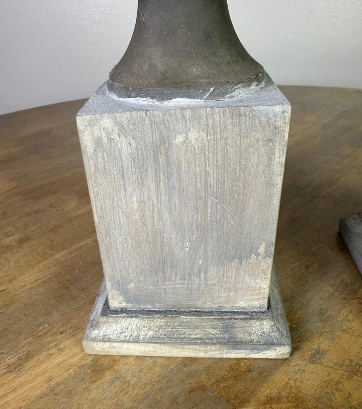 Pair of 19th C. Zinc Flames on Wood Bases