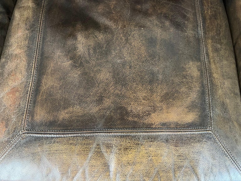 Mid-20th C. Leather Upholstered Sofa w/ Lion Paw Feet