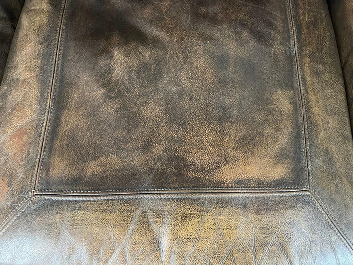 Mid-20th C. Leather Upholstered Sofa w/ Lion Paw Feet