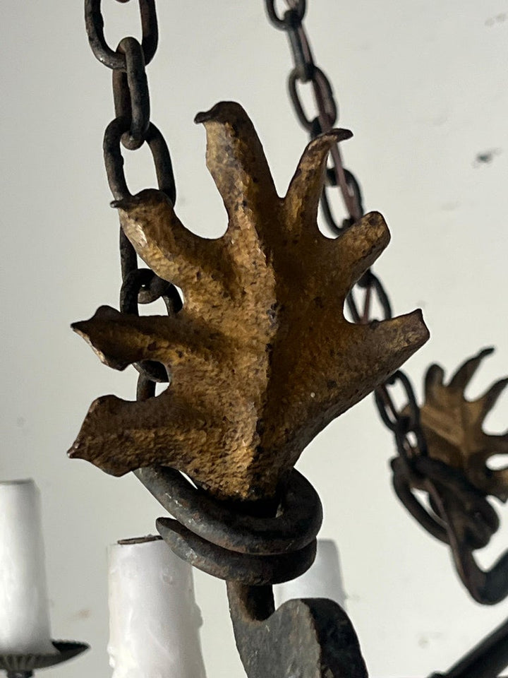 Six Light Spanish Wrought Iron Chandelier