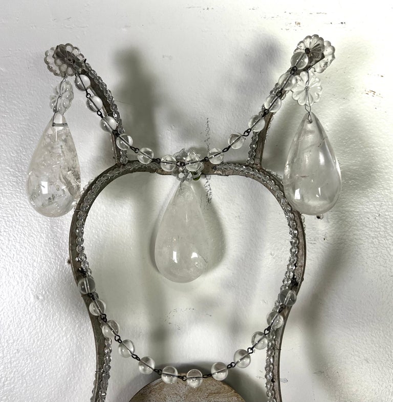 Pair of 2-Light Rock Crystal Beaded Sconces