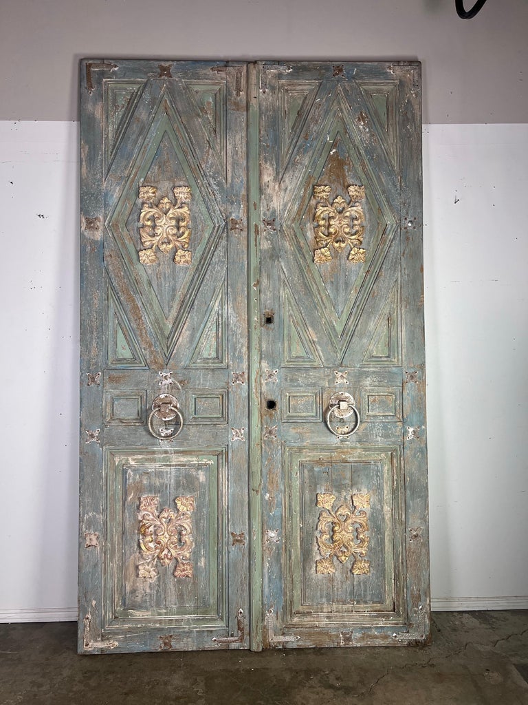 Pair of Italian Painted & Parcel Gilt Doors C. 1900