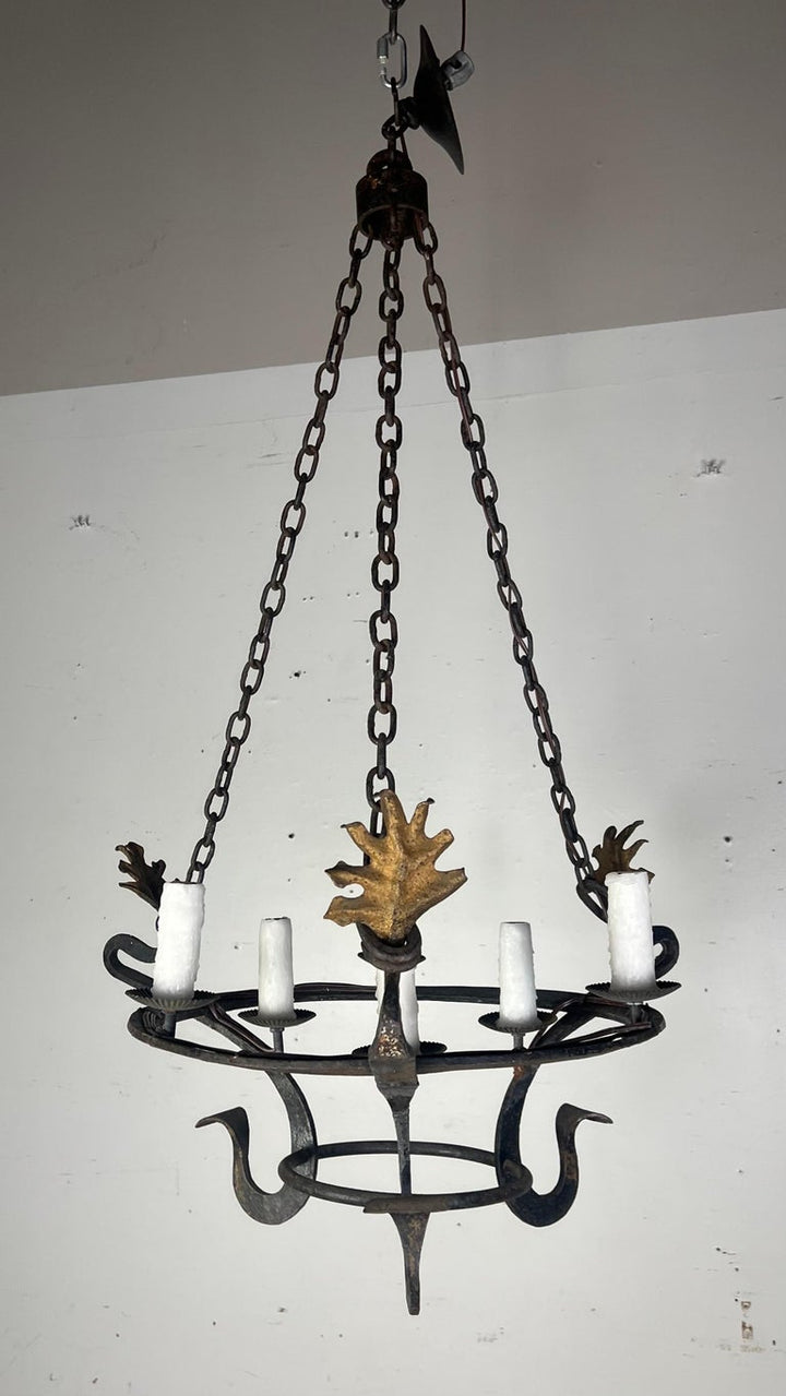 Six Light Spanish Wrought Iron Chandelier