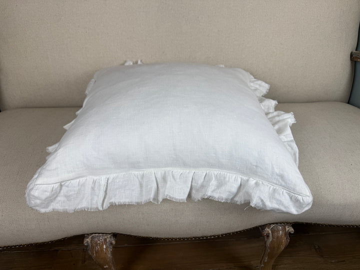 Ruffled Linen Pillow Miamar Signature Collection Optic