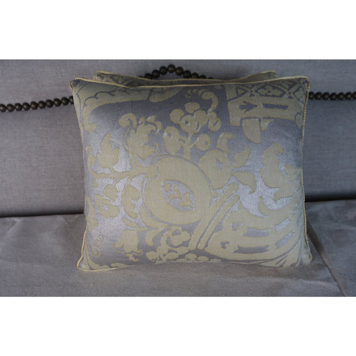 Citrine & Silvery Gold Fortuny Pillows, Pair