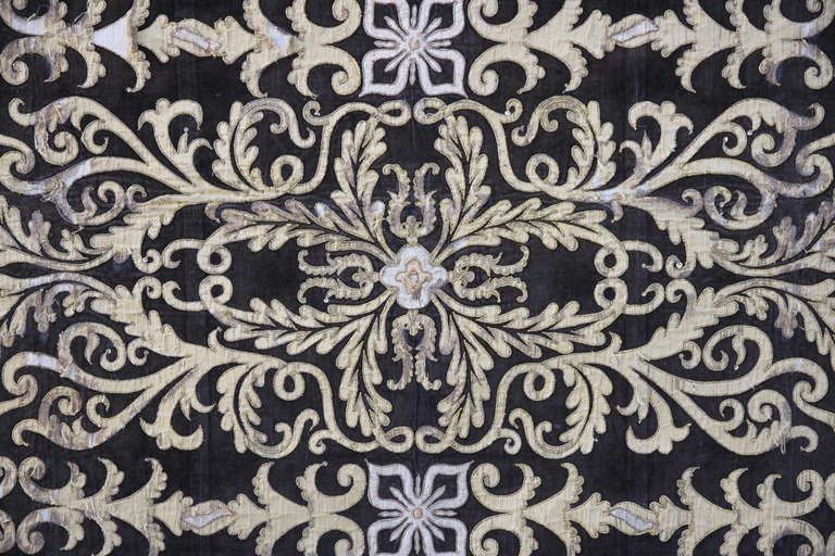 19th Century Metallic Appliqued Velvet with Fringe