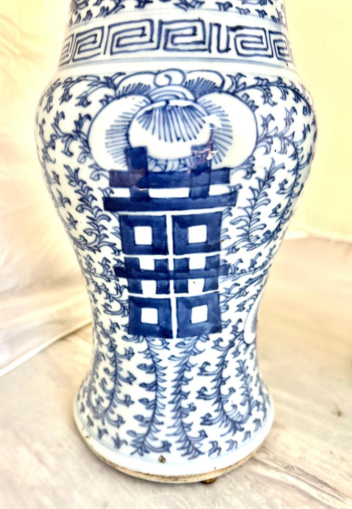 19th C. Blue & White Chinese Export Vases, Pair