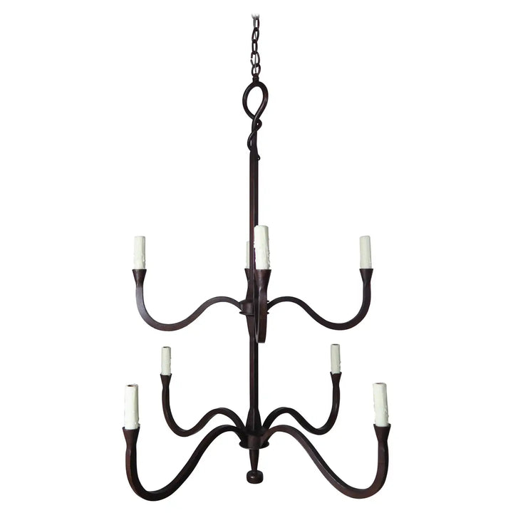 Two-Tier Eight Light Wrought Iron Chandelier by MLA