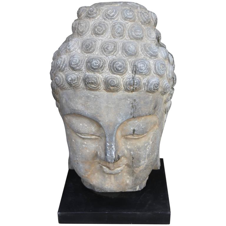 Antique Sandstone Buddha on Steel Base