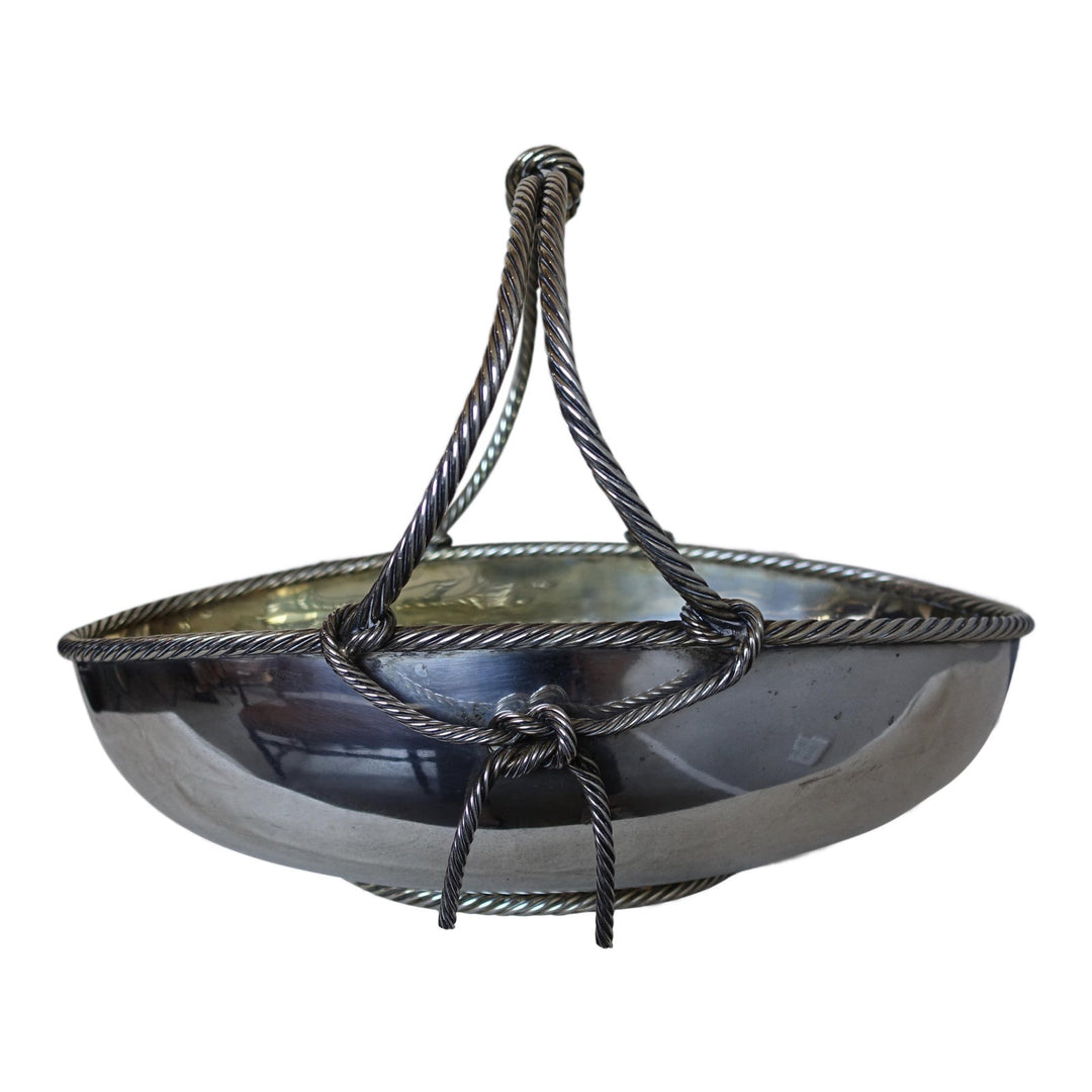 Italian Silverplate Basket With Double Rope Handle