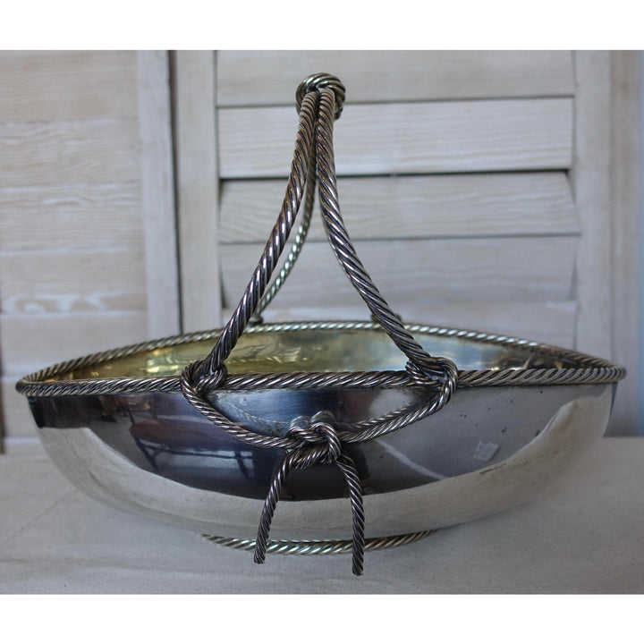 Italian Silverplate Basket With Double Rope Handle