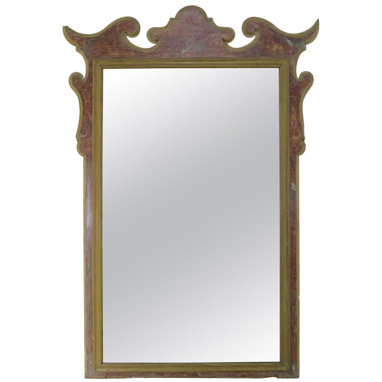 19th Century Italian Faux Marble Painted Mirror