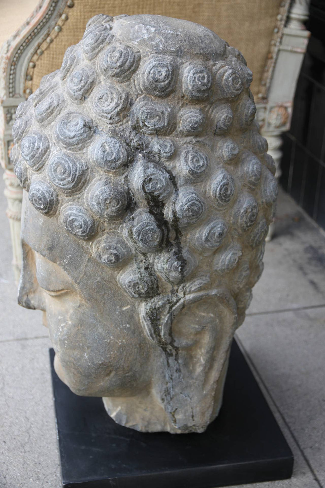 Antique Sandstone Buddha on Steel Base