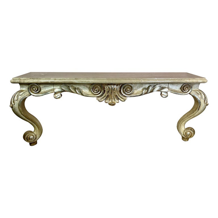 French Style Painted & Parcel Gilt Console