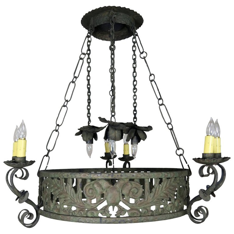 19th C. Wrought Iron Spanish Chandelier