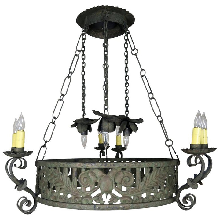 19th C. Wrought Iron Spanish Chandelier