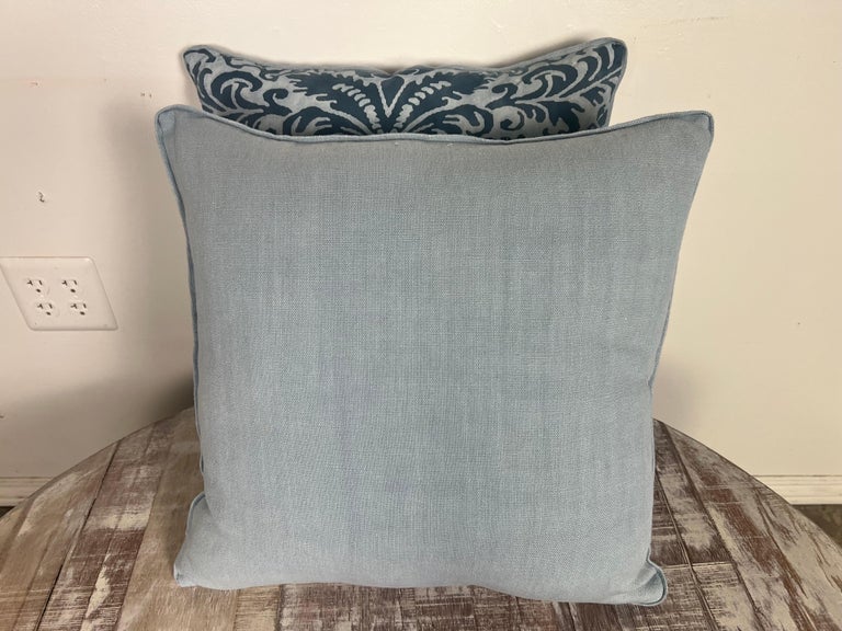 Pair of Custom Blue & White Fortuny Pillows