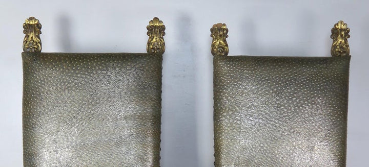 Pair of 19th C. Italian Armchairs w/ Gilt Wood Finials