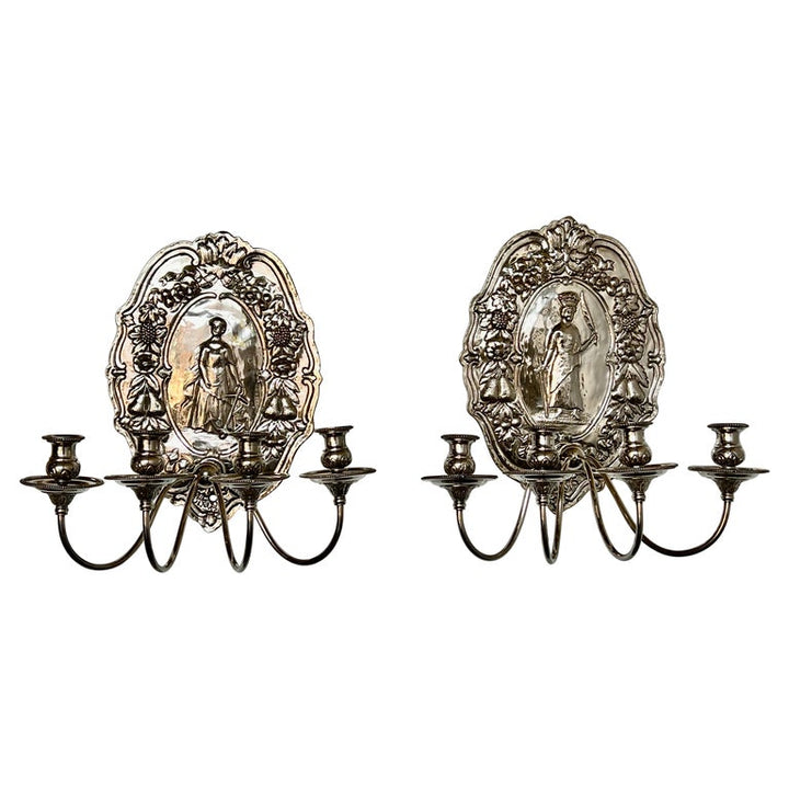 Pair of 19th C. English Silvered Sconces