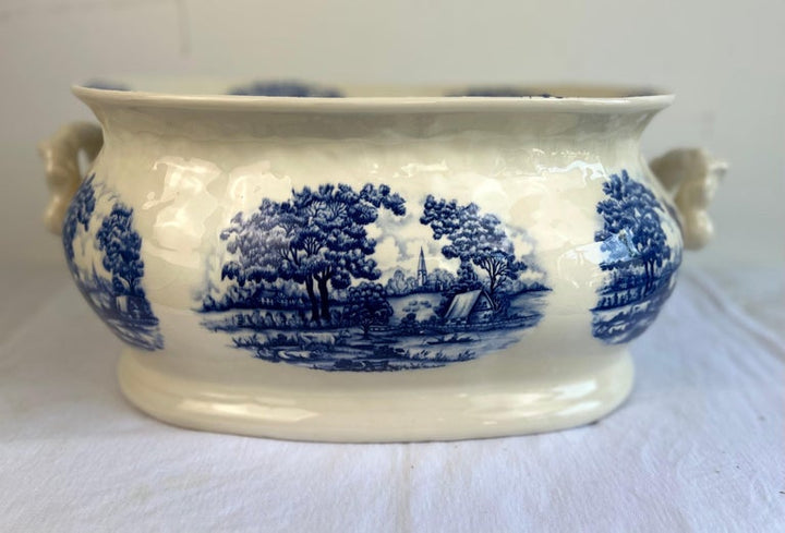 Blue and White English Transferware Cachepot