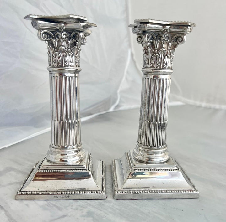 Pair of English Sheffield Silver Candlesticks