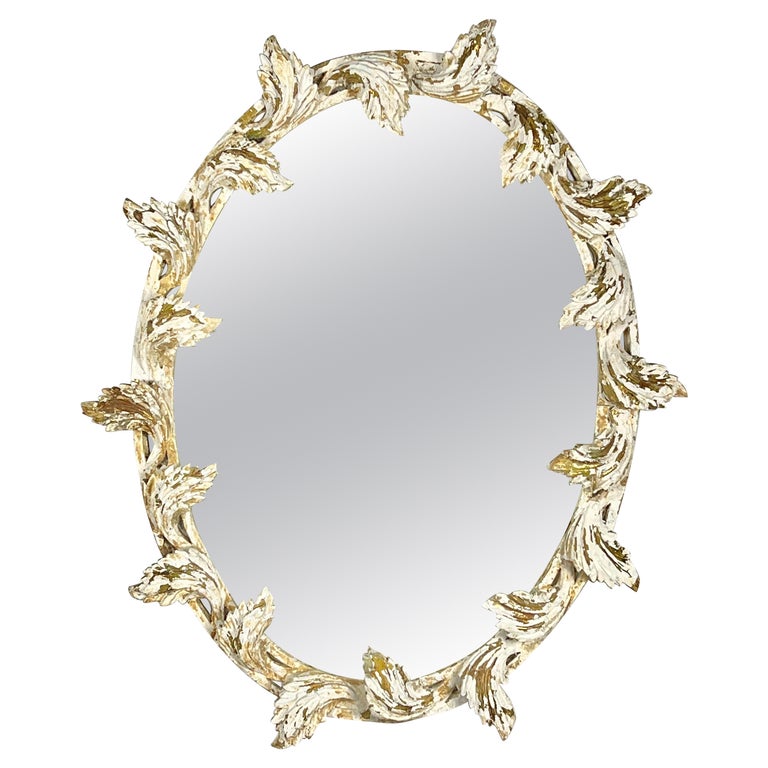 Italian Painted Mirror w/ Leaves C. 1930