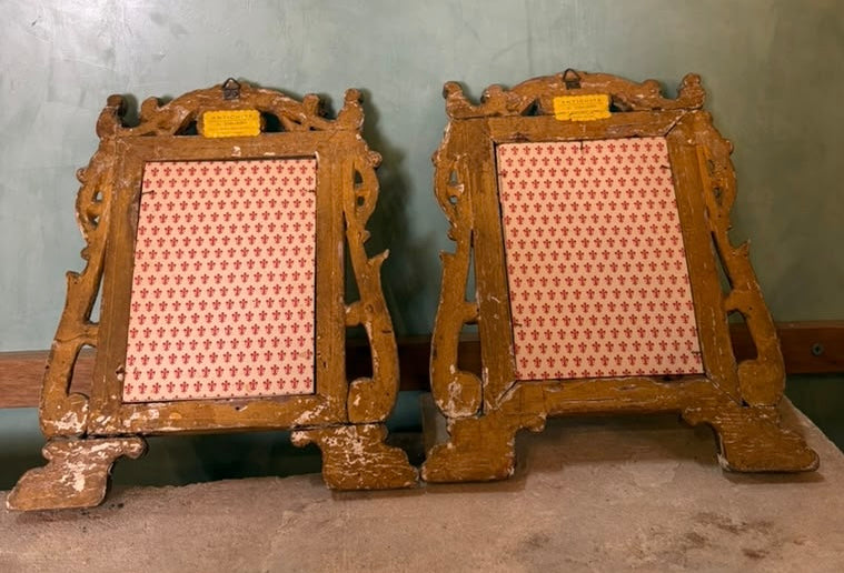 Pair of 18th Century Italian Baroque Giltwood Table Mirrors