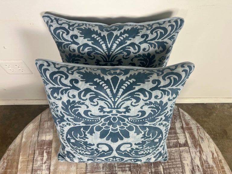 Pair of Custom Blue & White Fortuny Pillows