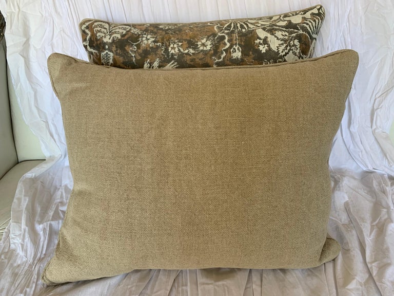 Pair of Unique Fortuny Pillows w/ garland and birds