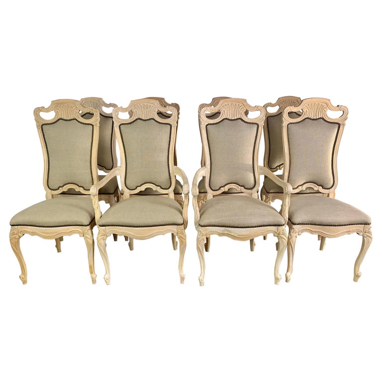 Set of Eight Italian Carved Dining Chairs C.1940’s