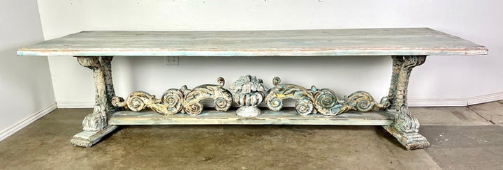 19th century Italian Painted Carved Dining Table