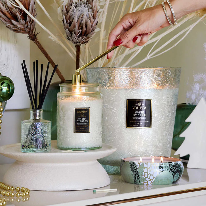 Voluspa Gold Candle Wick Snuffer in Velour Bag