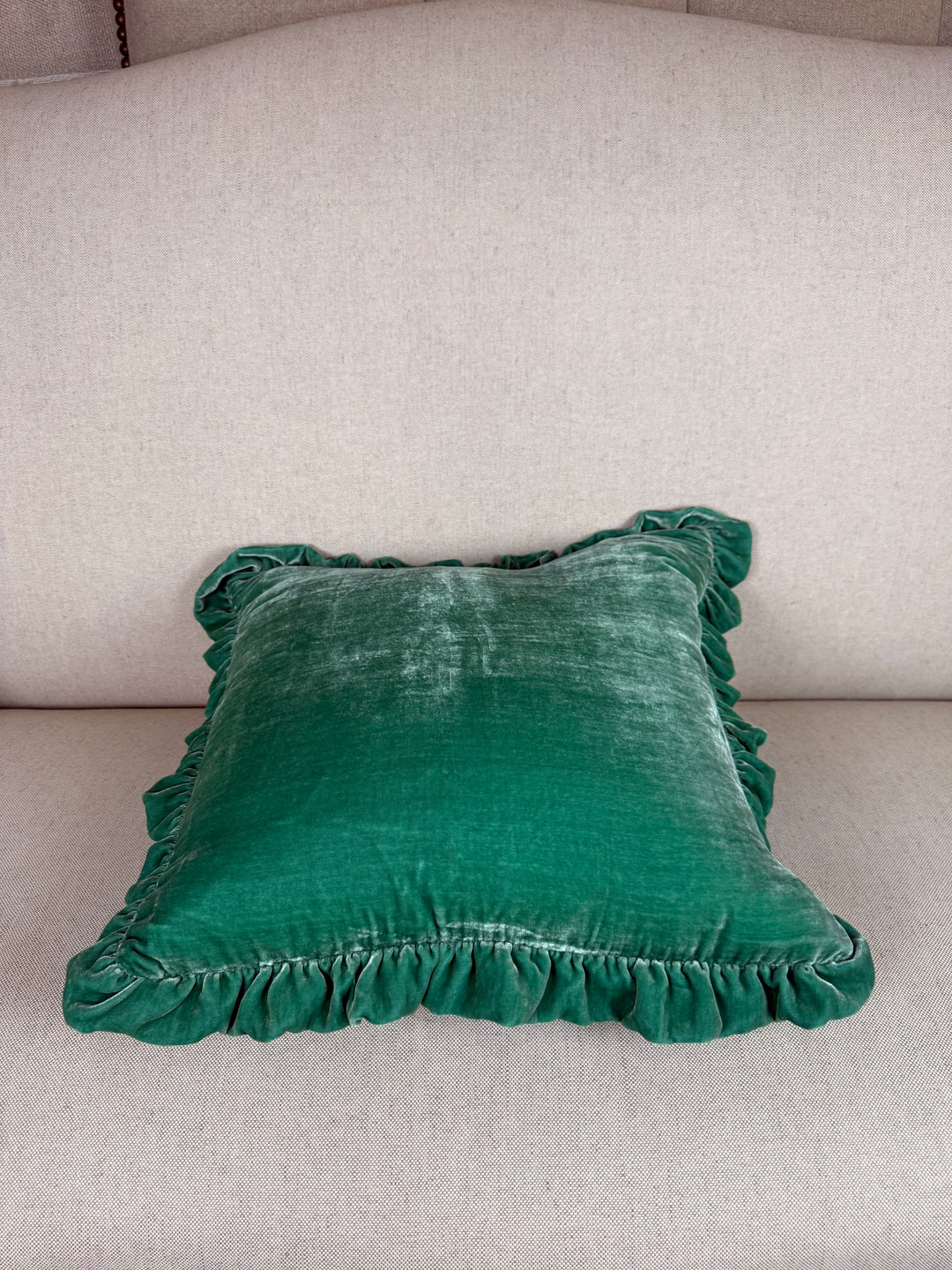 Ruffled Silk Velvet Pillow, Miamar Signature Collection