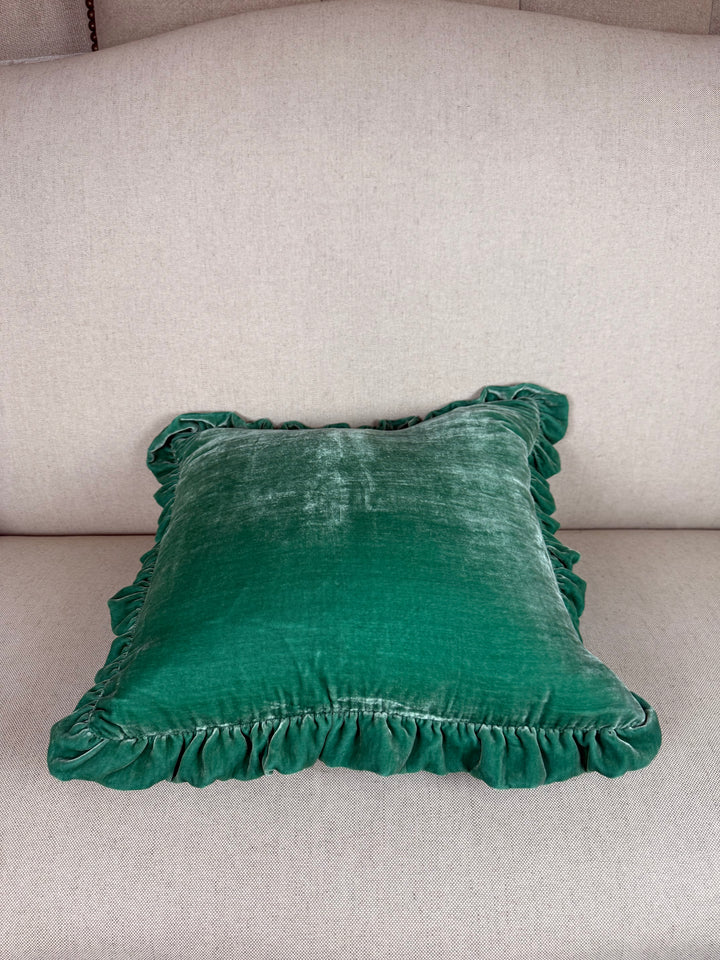 Ruffled Silk Velvet Pillow, Miamar Signature Collection