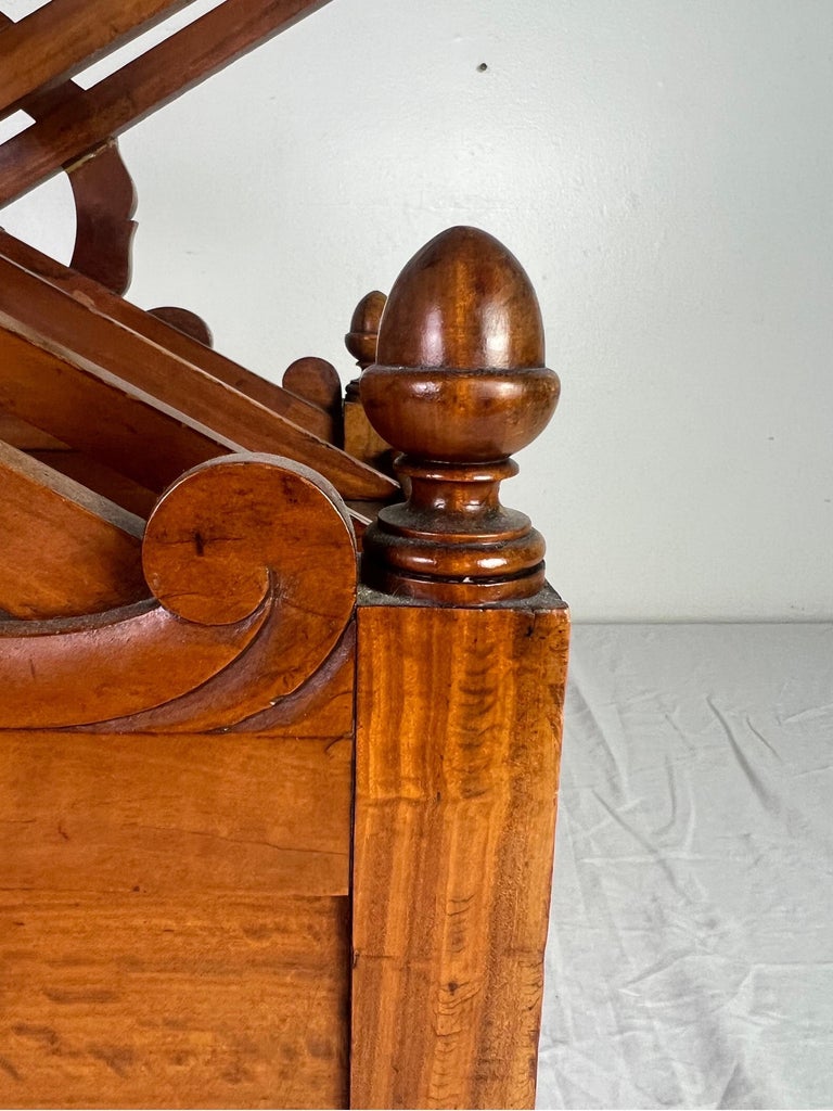 19th C. English Maple Magazine Rack w/ Drawer and Casters