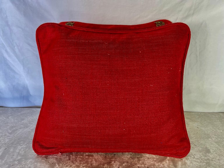 Pair of Appliquéd Red Velvet Pillows by MLA