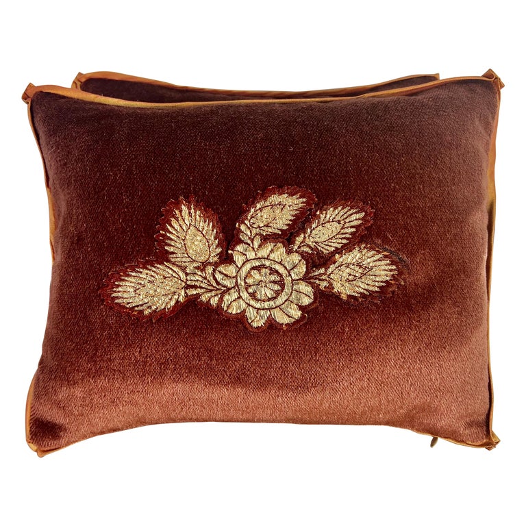 Pair of Velvet Appliquéd Petite Pillows