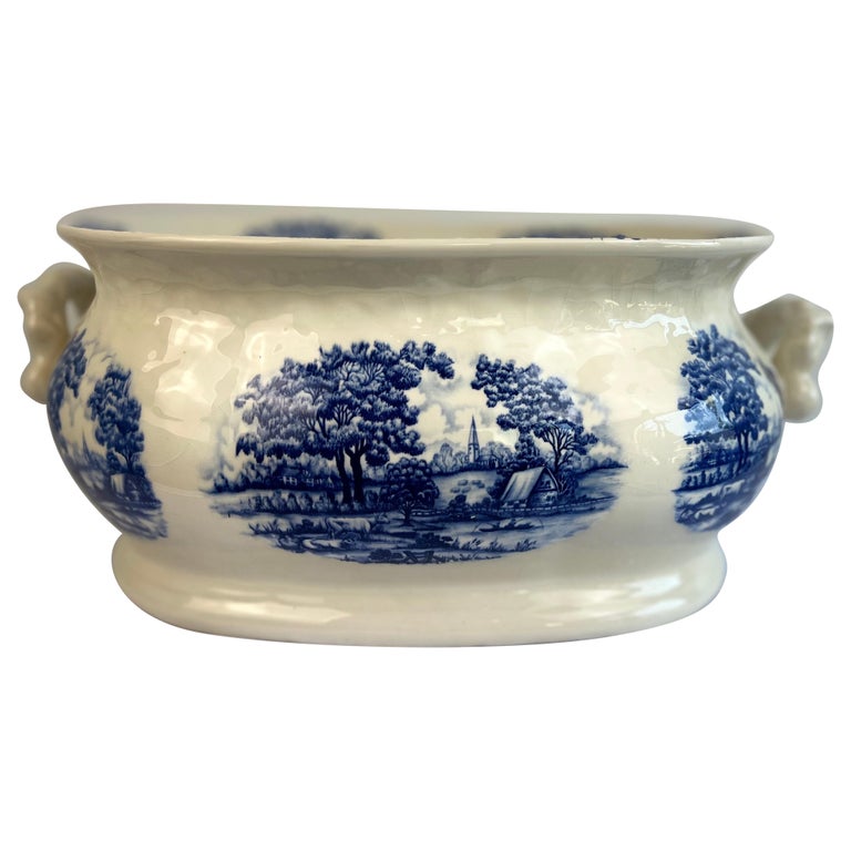 Blue and White English Transferware Cachepot