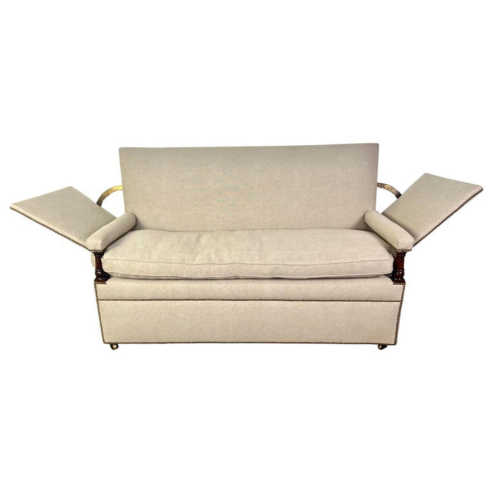 Knole Settee, Early 20th century, English Baroque in Belgian Linen