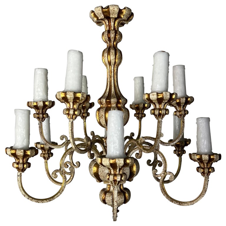 Italian (12) Light Painted & Parcel Gilt Chandelier