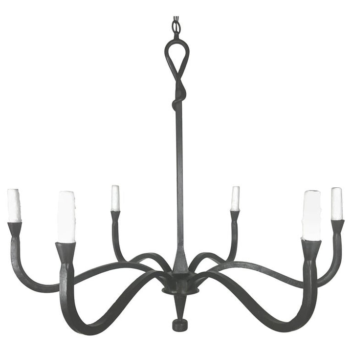 Six Light Wrought Iron Chandelier by Melissa Levinson