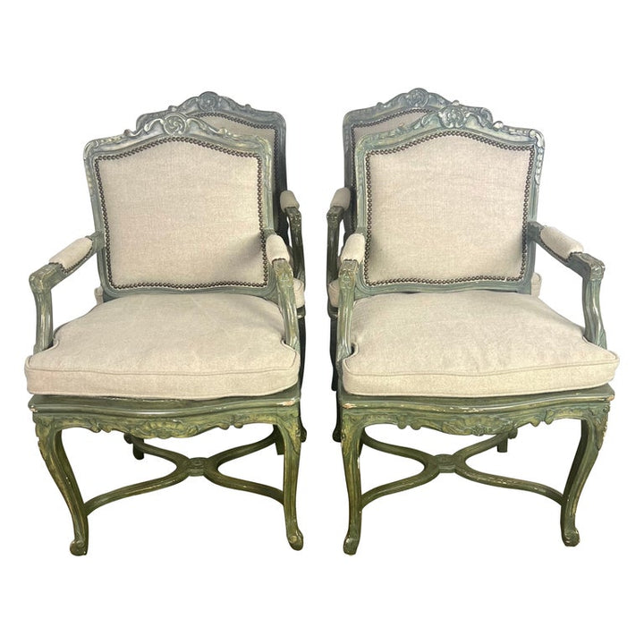 Set of Four French Painted Armchairs C. 1900's