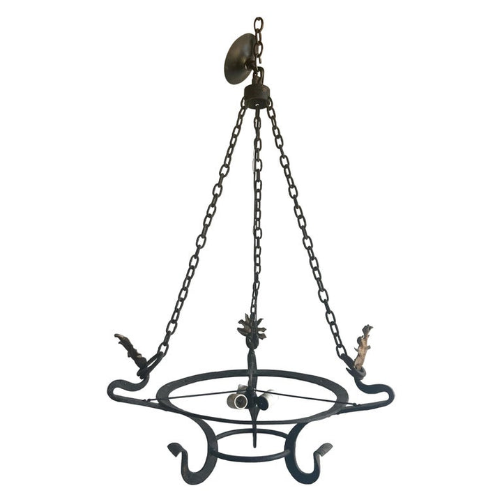 3-Light Spanish Style Wrought Iron Chandelier