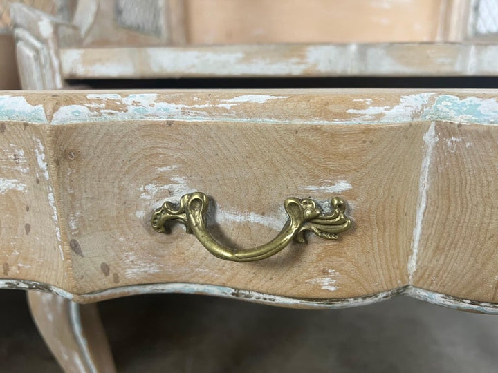 Pair of French Two Tier Side Table w/ Iron Insets C. 1930's