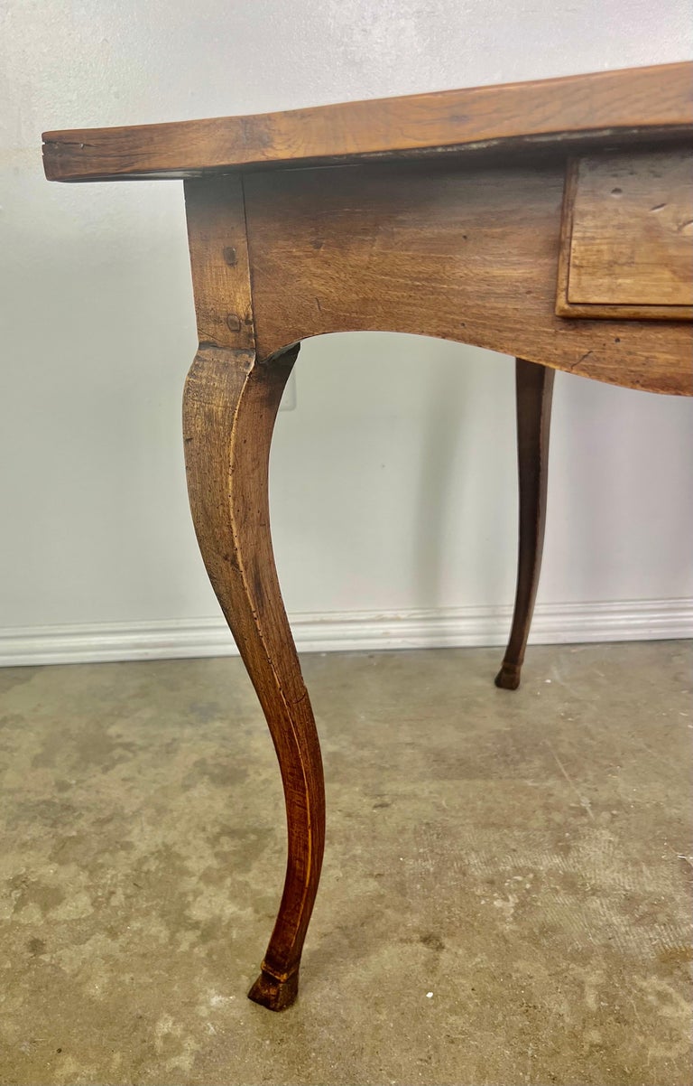 19th C. French Game Table w/Embossed Leather Top