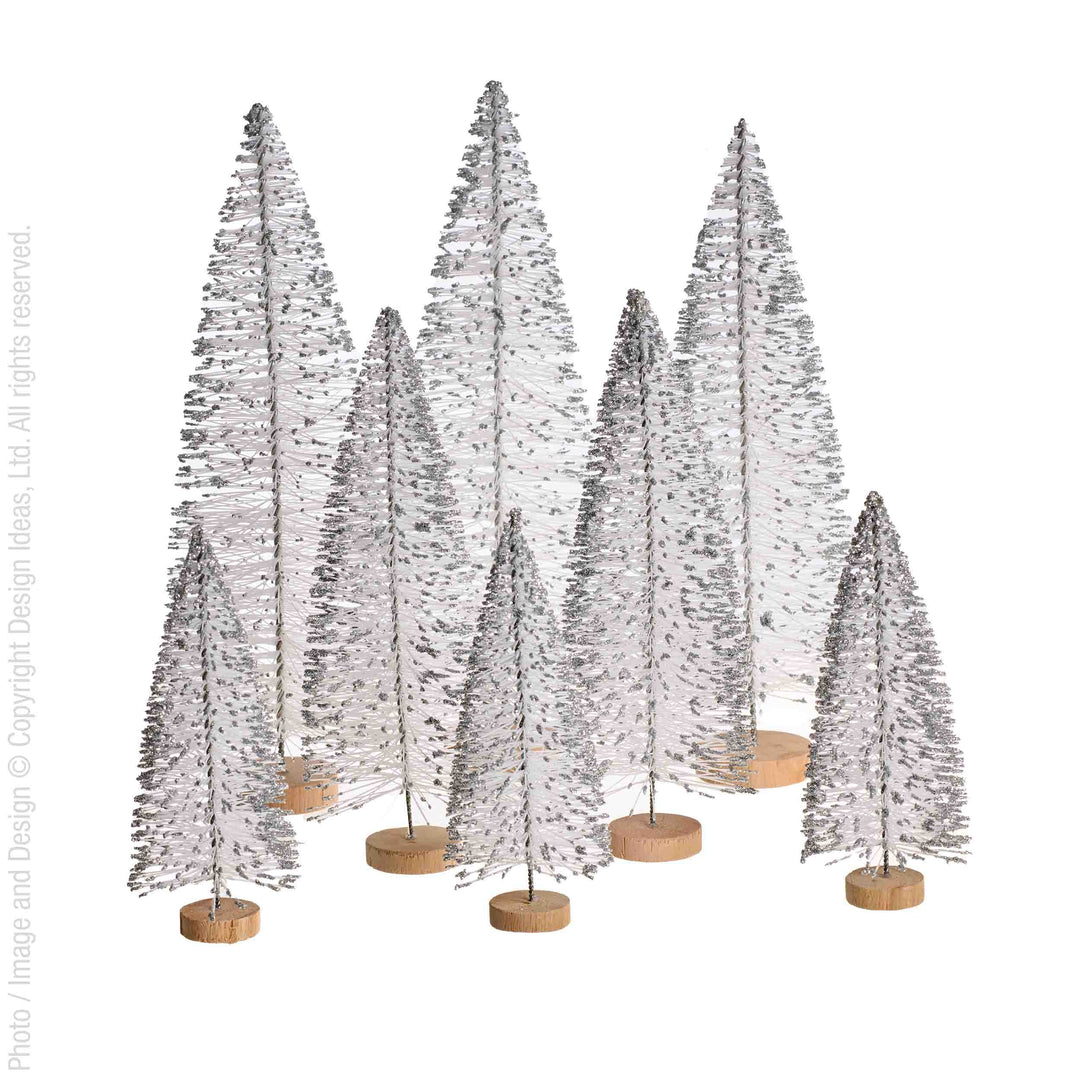 Yukon™ bottlebrush trees (white and silver glitter: set/8)