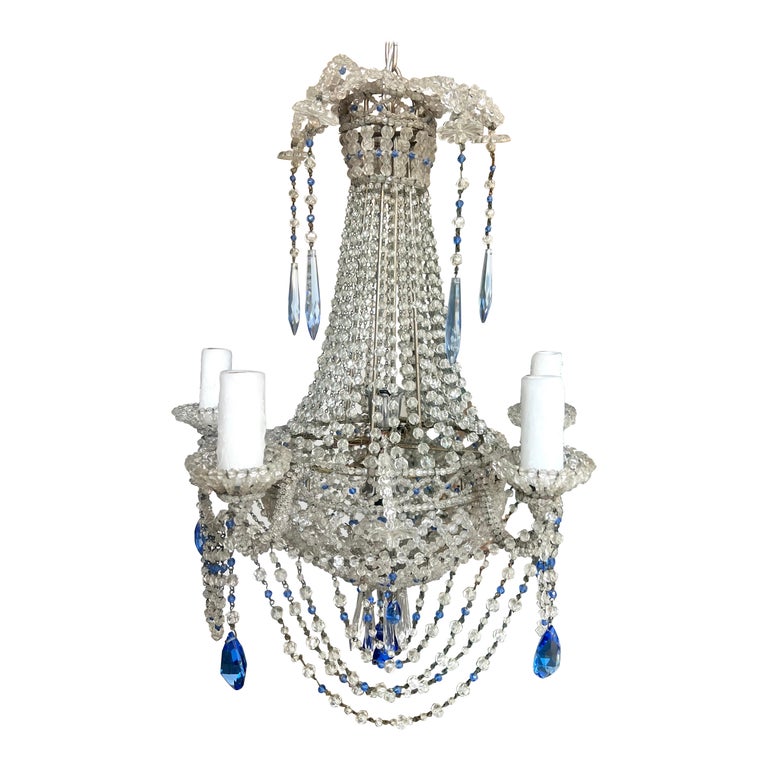 French Crystal Beaded Crystal Chandelier C. 1930's