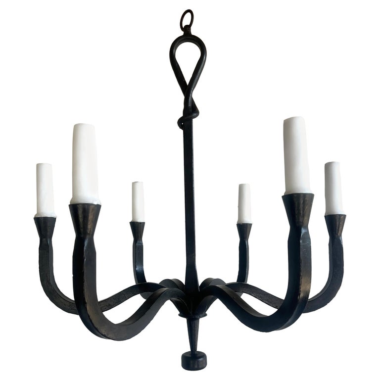 Six Light Wrought Iron Chandelier by Melissa Levinson